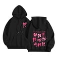 thumbnail image 1 of Multiple Bow Scripture Print Hoodie Women's Oversized Drawstring Pullover Sweatshirt for Fall Winter Casual Outfits, 1 of 9