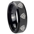 thumbnail image 1 of Multiple CTR Logo 8MM Beveled Edge Polish Black Tungsten Men's Ring, 1 of 2