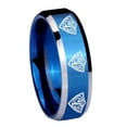 thumbnail image 1 of Tungsten Multiple CTR Logo 8mm Blue Two Tone Polished Beveled Edges Men's Ring, 1 of 1