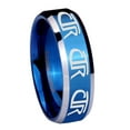 thumbnail image 1 of Tungsten Multiple CTR 8mm Blue Two Tone Polished Beveled Edges Men's Ring, 1 of 1