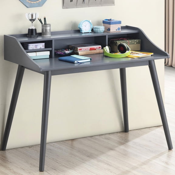 Multiple Color Options - 4-Compartment Grey Writing Desk for Harmonizing Home Decor