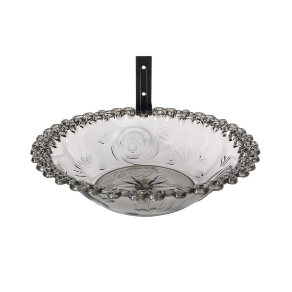 Multiple Colors Available Wall Mount Transparent Plastic Hummingbird Bath Bowl, Outdoor Tree Mounted Bird Water Feeder with Embossed Floral Pattern for Garden Patio