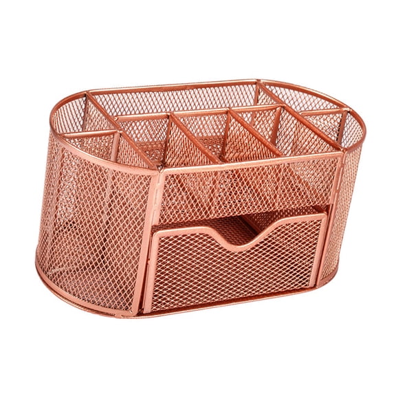 Multiple Compartment Metal Net Desktop Planner For Pencils Materials With Ventilated Plan And Large Capacity