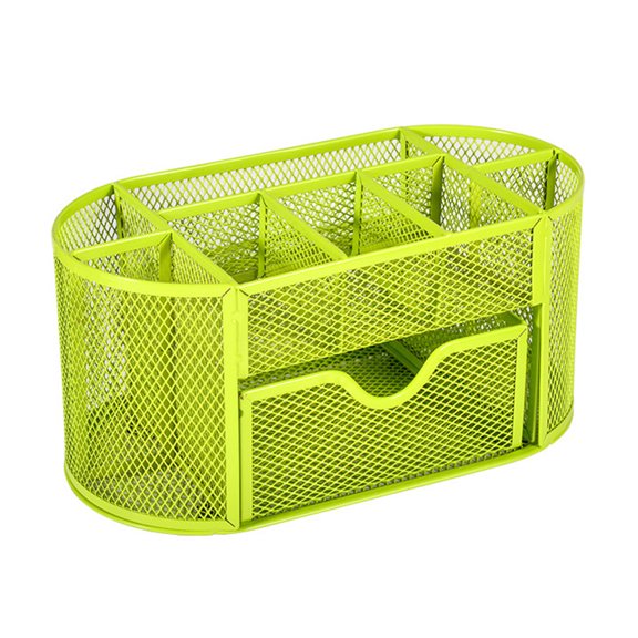 Multiple Compartment Metal Net Desktop Planner For Pencils Office Materials With Ventilated Plan And Large Capacity