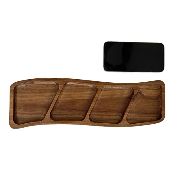 Multiple Compartment Storage Tray Bamboos for Snacks Organization Prevents Flavor Mixing Stylish Irregular Color Pattern