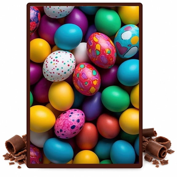 Multiple Decorated Easter Egg Pattern Edible Chocolate Transfer Sheet, by TNCT. (1 Count)