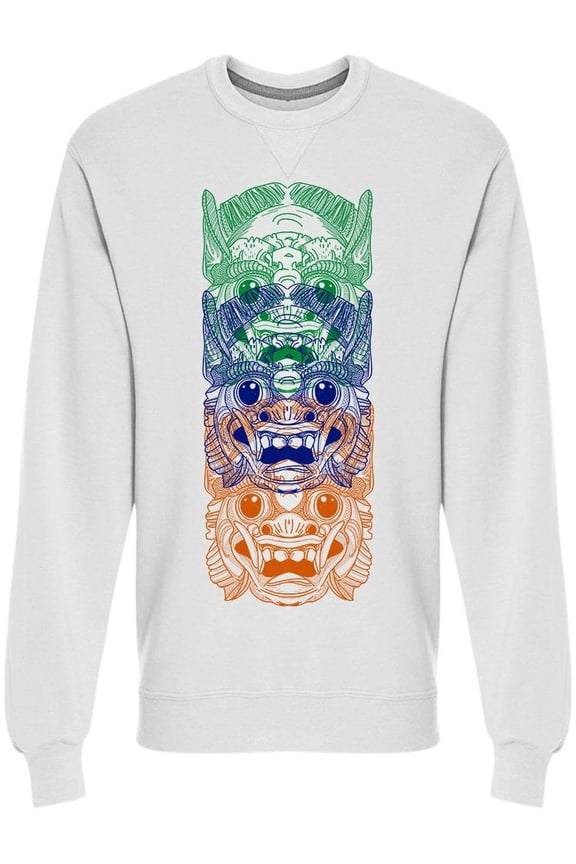 Multiple Demon Mask Sweatshirt Men -Image by Shutterstock, Male Medium