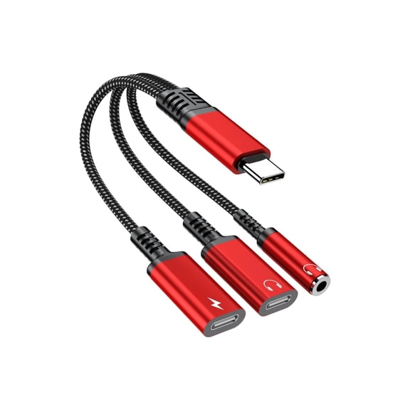 Multiple Device Adapter USB C To Headphone Port Rapid Charging Simultaneous Use Capability Fit for Tablets Mobile Phones