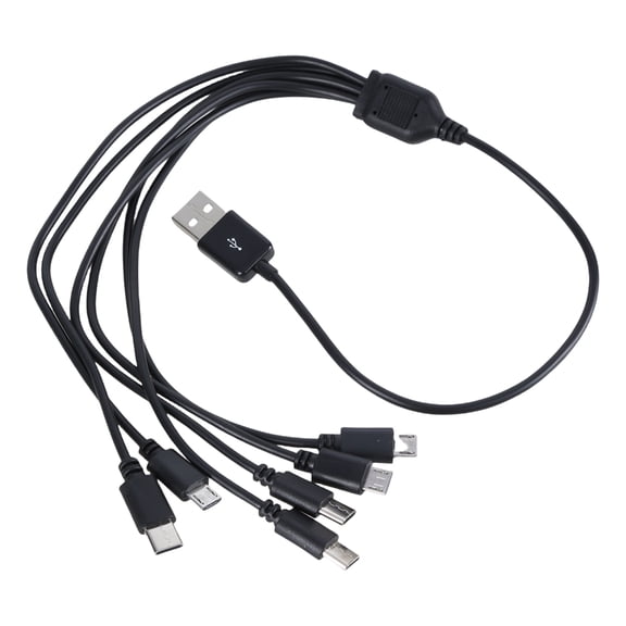 Multiple Device Charging Cable 6 in 1 USB to 3 USB 5Pin and 3 Type C Connectors Cord Wire Charge 6pcs Electronics