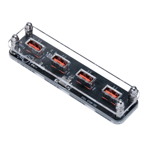 Multiple Device Charging Hub with 4 USB Port and Fashion Clear Design Acrylic Texture Perfect for Home Office Use