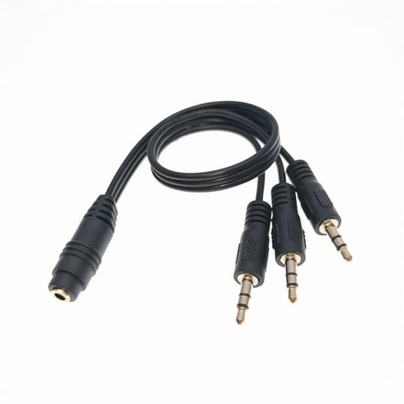 Multiple Device Stereo Sound Splitter 3.5mm TRS Female to 3 Male Jacks Gold Plateds Cord