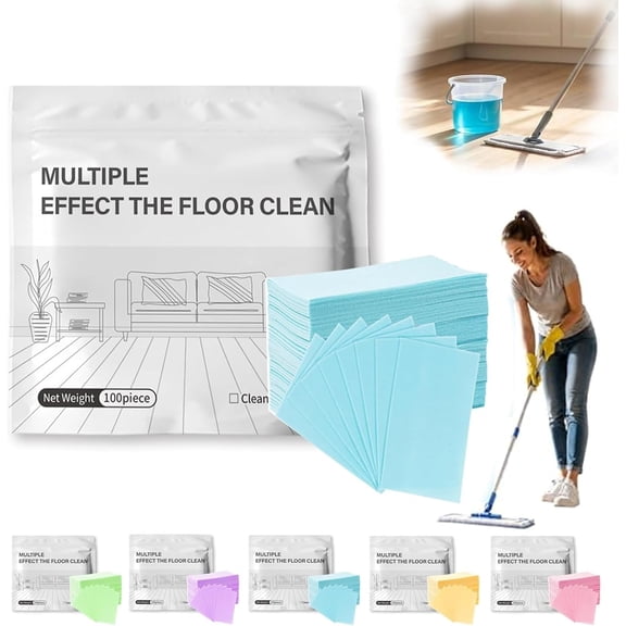 Multiple Effect The Floor Clean, Water-Soluble Cleaning Sheets, Tablets Multi-Surface Cleaner, Concentrated Cleaner for Hardwood Laminate, Tile Walls Bathrooms & Kitchen,Offices (Blue, 100Pcs)