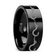 thumbnail image 1 of Multiple Fishing Hook Pattern Ring Engraved Flat Black Tungsten Ring - 4mm - 12mm, 1 of 1