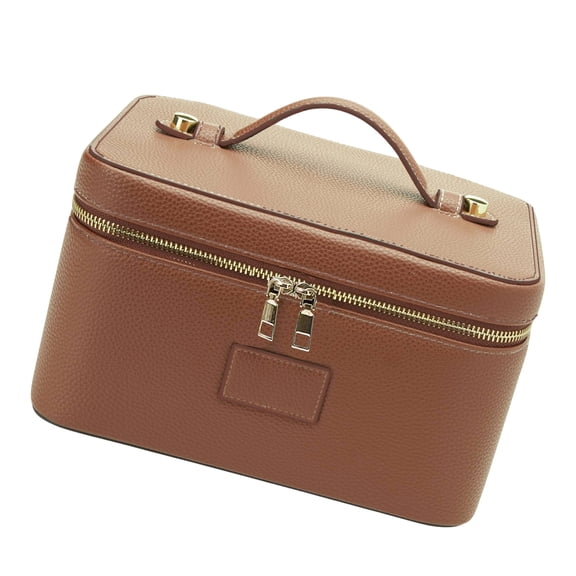 Multiple Functional Travel Cosmetic Bag PU Leather Face Removable Divider Planner Thin 20.5x14x11.5cm Gift for Women