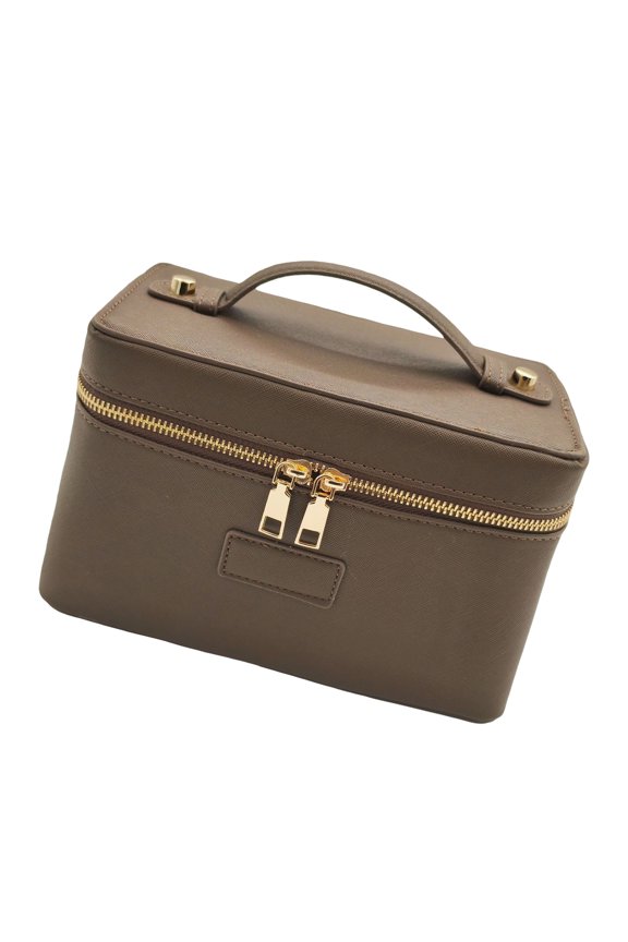 Multiple Functional Travel Cosmetic Bag PU Leather Face Removable Divider Planner Thin 20.5x14x11.5cm Gift for Women