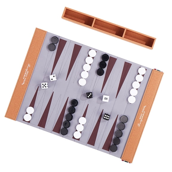 Multiple Game Rolls Up PU Leather Backgammon Game Mat Backgammon Chess Set In 3 Colorful Color For Indoor Outdoor Fun
