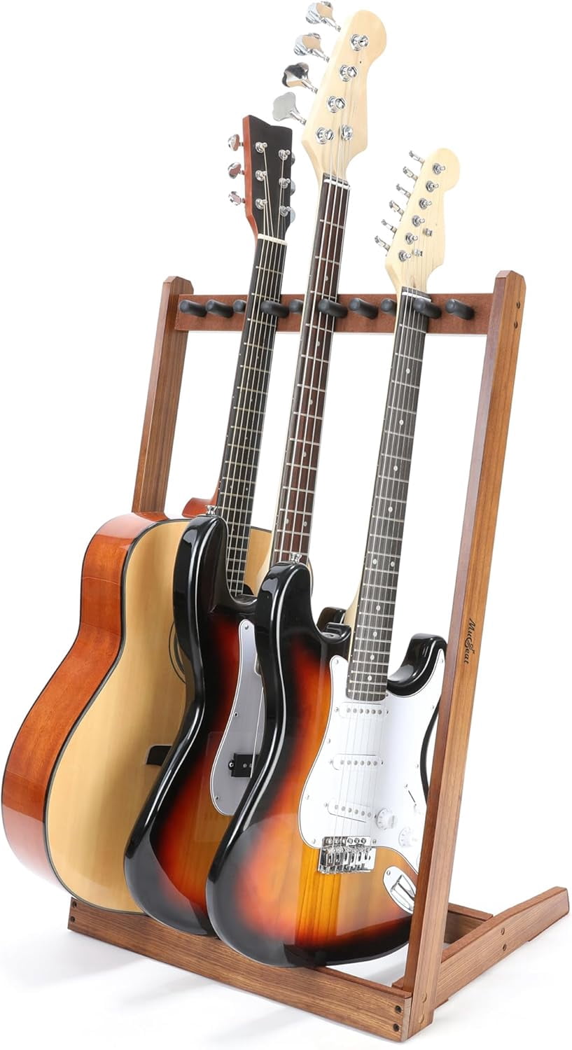 Zebra Rack Multiple Guitar Stand, Zebra Wood Guitar Rack for 3 Acoustic, 5 ...