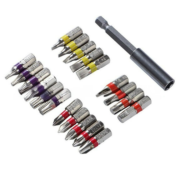 20Pcs Security Screwdriver Bit Set with 75mm Extension Handle, Steel Impacts Driver Bit Screwdriver Tool