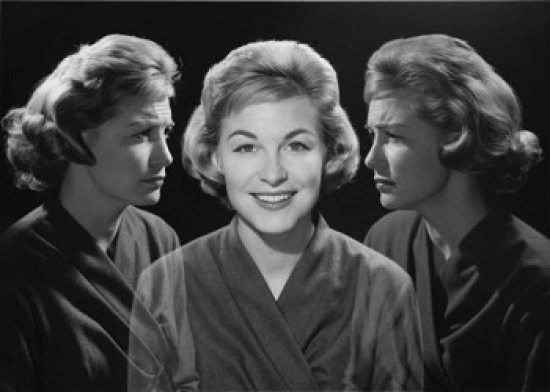 Multiple Images of a young woman with various facial expressions Canvas Art - (18 x 24)