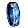 thumbnail image 1 of Multiple Lizard 8MM Beveled Edge Blue Tungsten Men Ring, 1 of 2