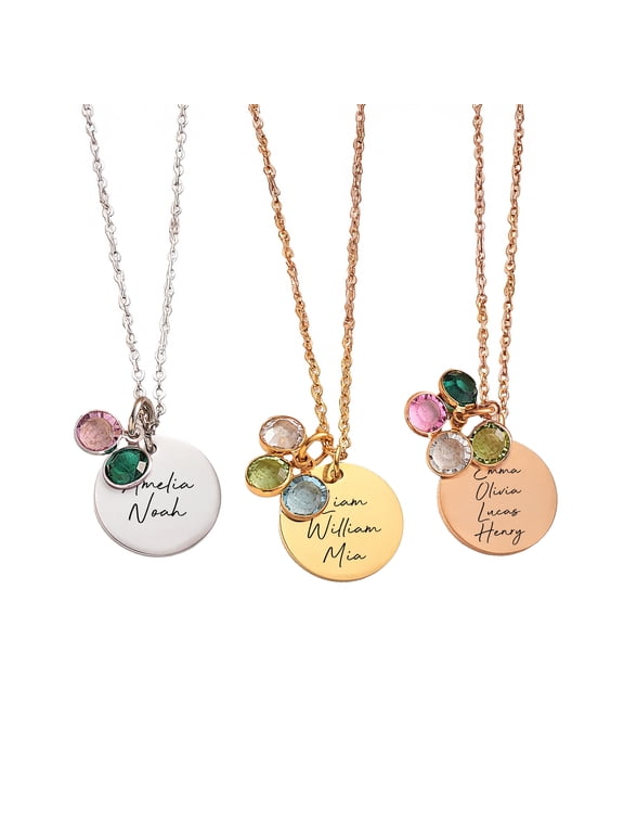 Multiple Name and Birthstone Necklace for Mom – Custom Mothers Day Necklace for Women - Personalized Family Birthstone Jewelry Monogram Charms with Kids’ Names – Mother’s Day Gifts, Birthday Gifts