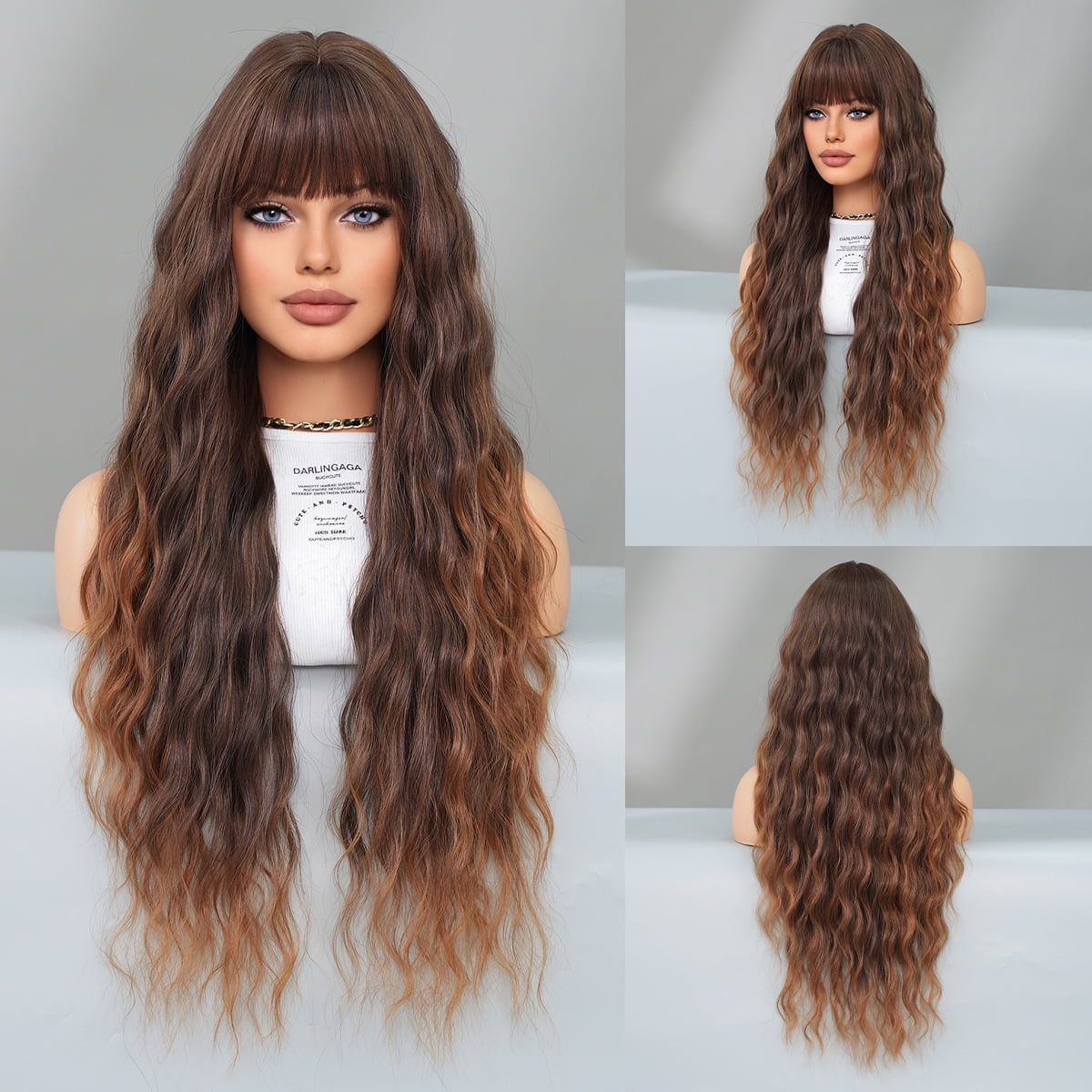 | Multiple Options | Cross-Border European and American Style Wig Long Curly Hair Female Bangs Big Wave Chemical Fiber Full-Head Wig Wig Wholesale