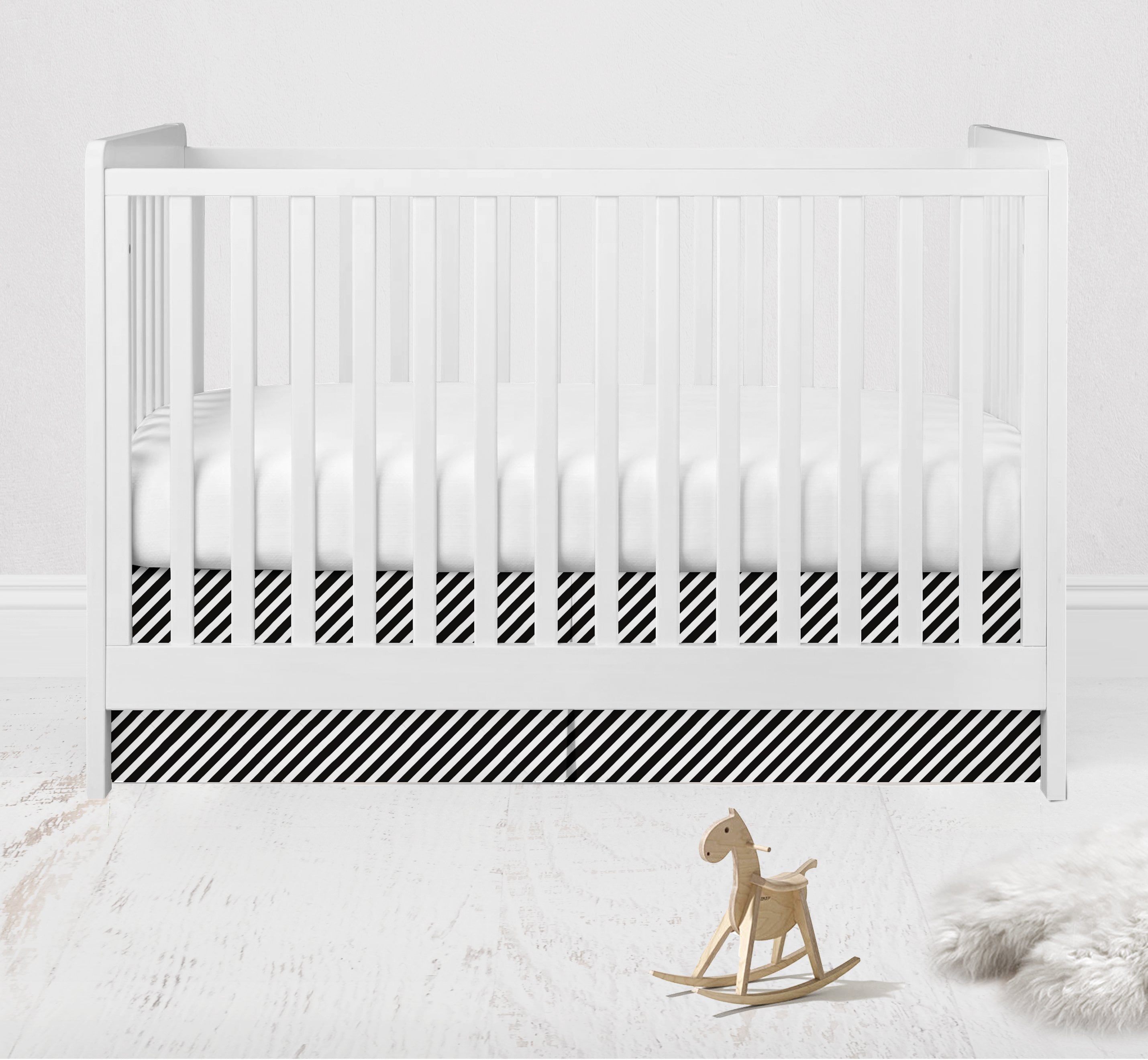 Multiple Options of Crib or Toddler Bed Skirt or Dust Ruffle 100% Cotton Percale, Aztec Love Black