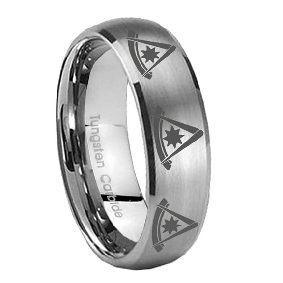 Multiple Pester Master Masonic Gray Dome Tungsten Men's Ring 10MM