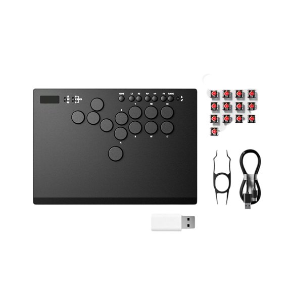 Small No Joystick Game Room Controller with Metal Shell & Hot Swappable Button High Sensitivity Pad for Fighting Game