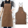 thumbnail image 1 of Multiple Pocket Apron Cotton Canvas Work Apron With Multiple Pockets For Cooking BBQ Gardening Painting Tea And Restaurant Kitchen Use Cloth 26.37"*29.52", 1 of 5