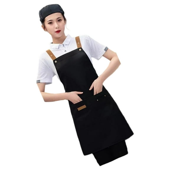 Multiple Pocket Professional Work Apron Waterproof Coating Adjustable Strap Kitchen Cooking Bib For Busy Service