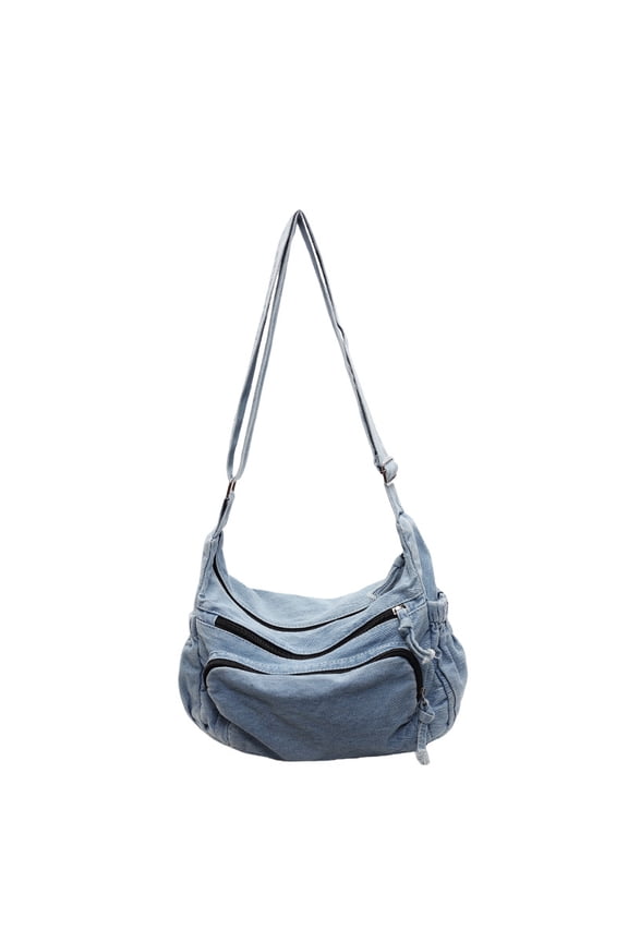 Multiple Pocket Retro Handbag Handheld Shoulder Crossbody Bag Denim Large Capacity Class Commute Small Square Bag Unique handbags in Dark Tea for Daily Outfits