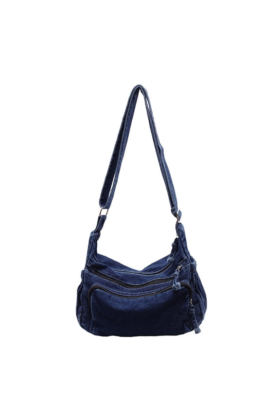 Multiple Pocket Retro Handbag Handheld Shoulder Crossbody Bag Denim Large Capacity Class Commute Small Square Bag Unique handbags in Dark Tea for Daily Outfits