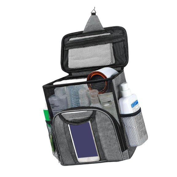 Multiple Pocket Screen Shower Container With Phone Holder For Bathroom Dormitory Travel