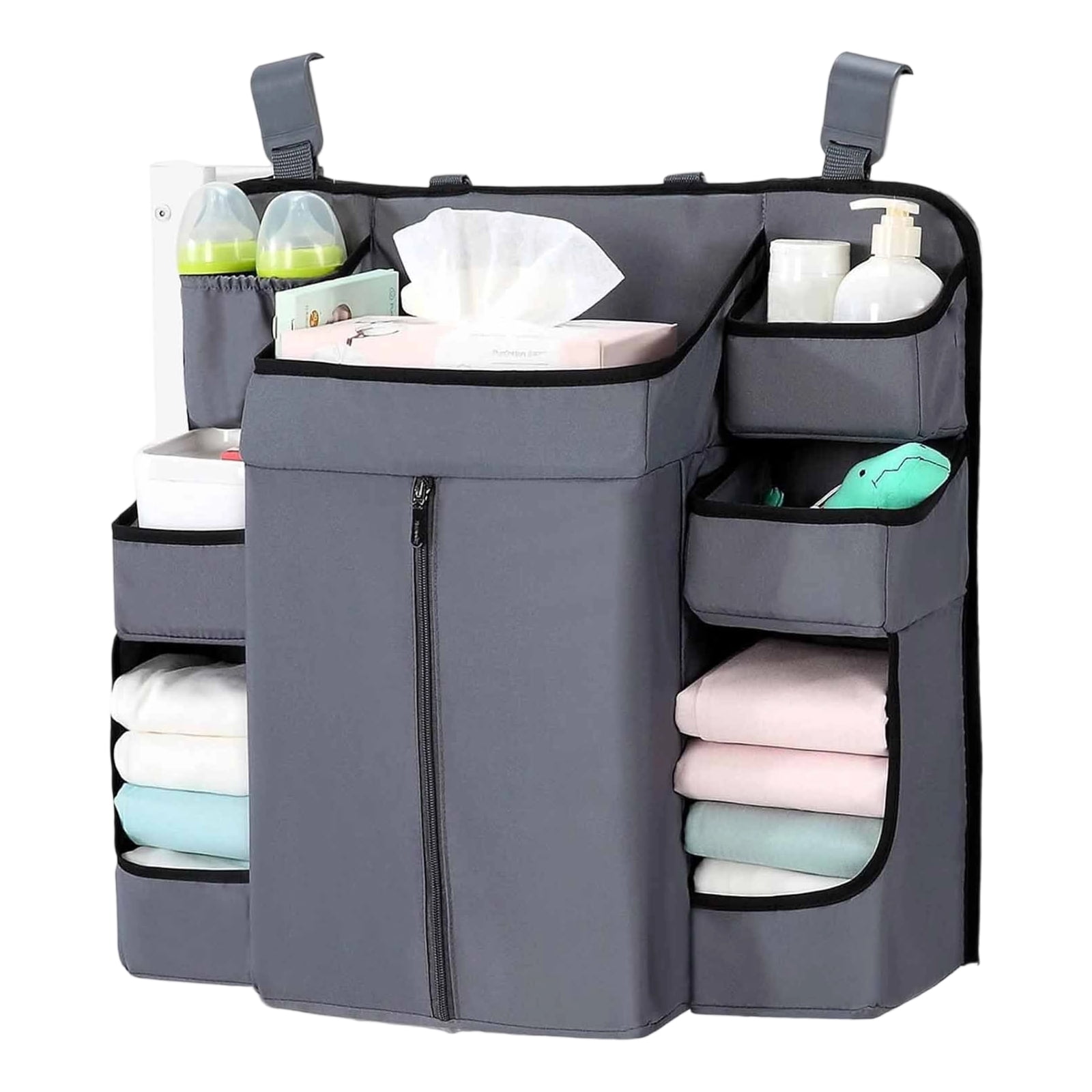 Multiple Pocket Storage Organizers For Baby Bed Nursery Organization With Adjustable Straps And Sustainable Fabric