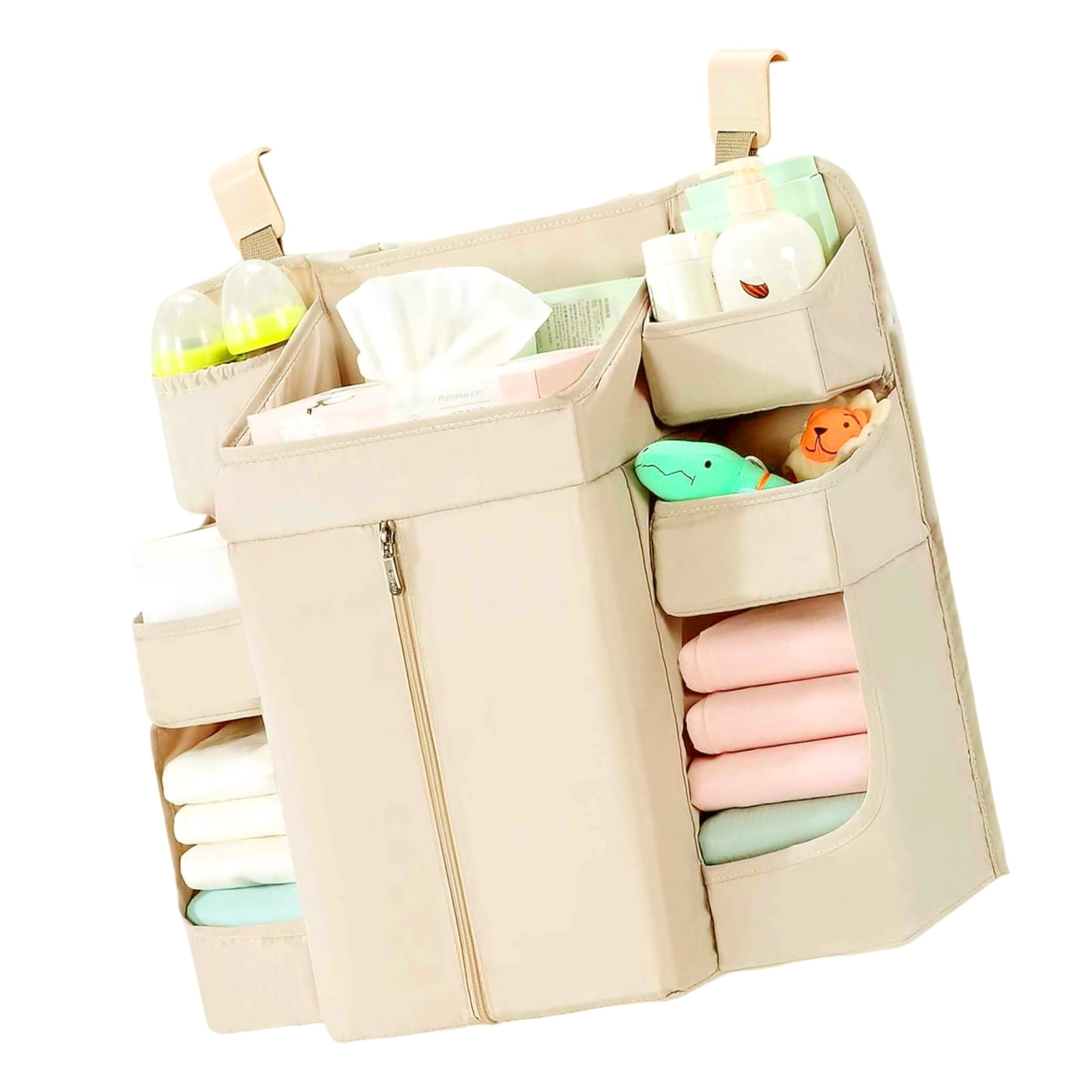 Multiple Pocket Storage Organizers For Baby Bed Nursery Organization With Adjustable Straps And Sustainable Fabric