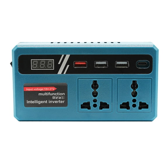 Multiple Port USB Charging and Power Converter 18-21V to 220V Featuring 2 Alternating Current Outlets 3 USB Port 1 Type C