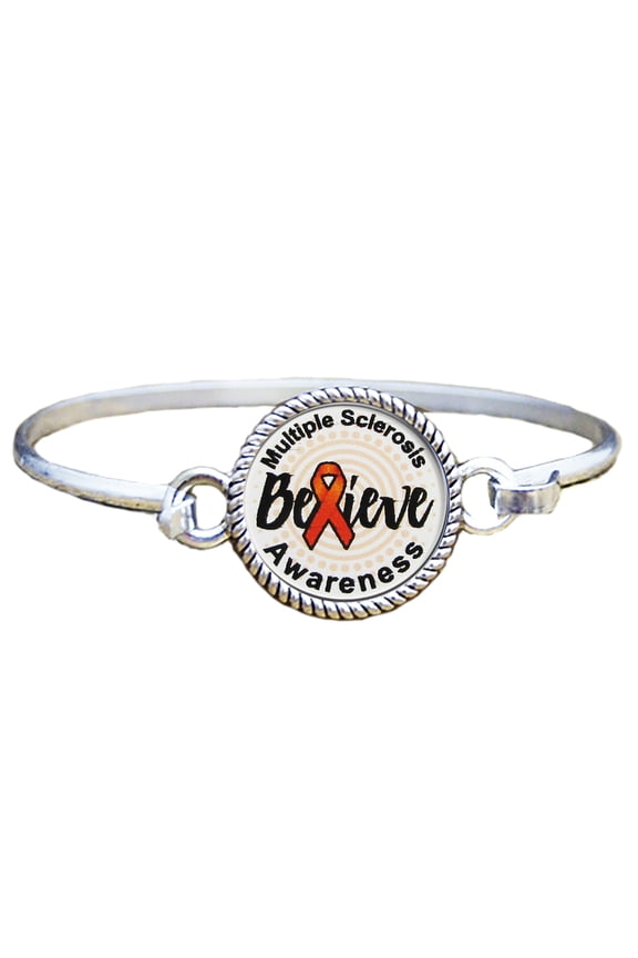 Multiple Sclerosis Awareness Believe Silver Plated Bracelet Jewelry