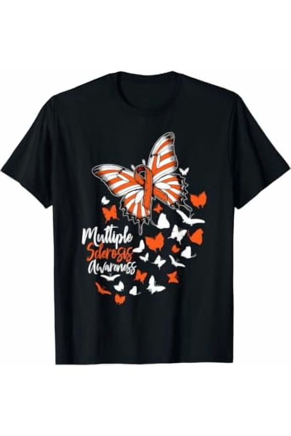 Multiple Sclerosis Awareness Butterfly Wear Orange Ribbon MS T-Shirt
