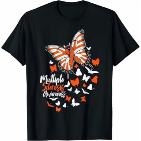 Multiple Sclerosis Awareness Butterfly Orange Ribbon MS T-Shirt