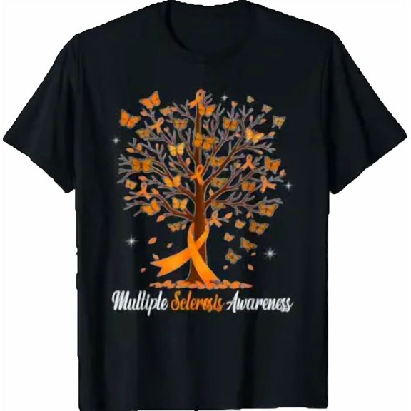 Multiple Sclerosis Awareness Butterfly Orange Ribbon Womens T-Shirt
