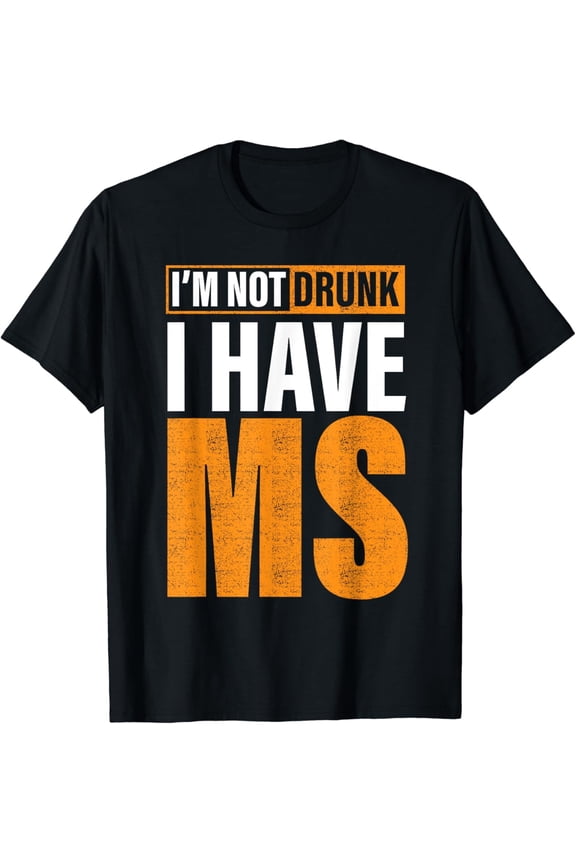 Multiple Sclerosis Awareness MS Warrior Support Graphic Tee Retro Orange Text Men Women Adult Short Sleeve Black T-Shirt