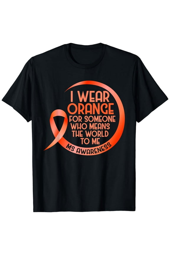 Multiple Sclerosis Awareness Orange Ribbon Support Graphic T-Shirt for Men & Women