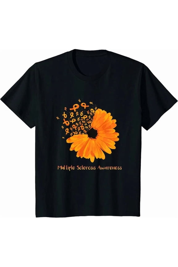 Multiple Sclerosis Awareness Ribbon Flower Fighter Unisex S-5XL T-Shirt, Unisex T-Shirt