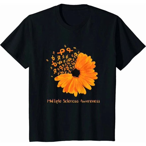 Multiple Sclerosis Awareness Ribbon Flower Fighter Unisex S-5XL T-Shirt