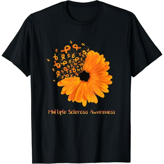 Multiple Sclerosis Awareness Ribbon Flower MS Hope Fighter T-Shirt mens t shirt,black,women,funny,misfits,men,journey