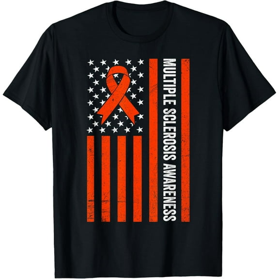 Multiple Sclerosis Awareness Vintage US Patriotic Flag MS T-Shirt mens t shirt，black，women，funny，misfits，men，journey，t-shirt