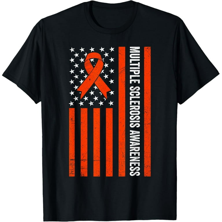 Multiple Sclerosis Awareness Vintage Usa American Flag T-Shirt Multiple Sclerosis Awareness Vintage Usa American Flag T-Shirt
