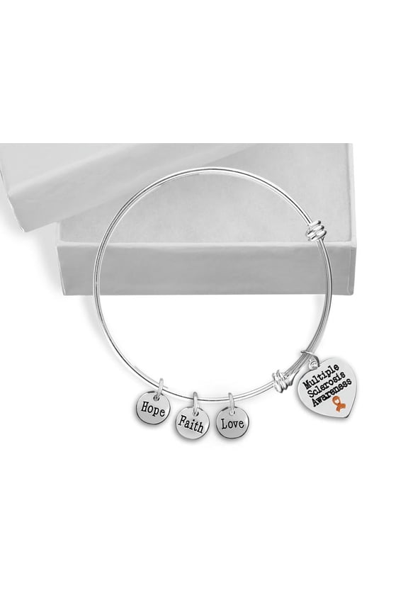 Multiple Sclerosis Heart Retractable Charm Bracelets