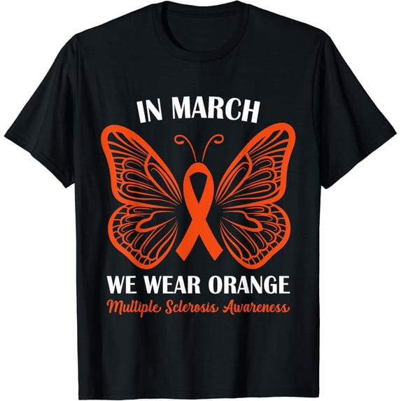 Multiple Sclerosis Shirts In March We Wear Orange Butterfly T-Shirt mens t shirt,black,women,funny,misfits,men,journey,t-shirt